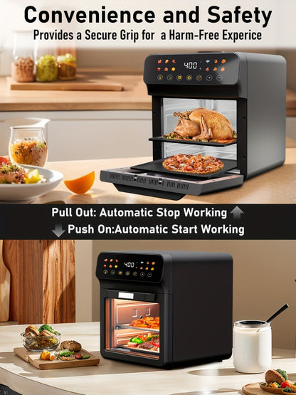 12Qt Air Fryer Convection Oven with Viewing Window, Touchscreen Panel, 12 Function Icons and Two Colors