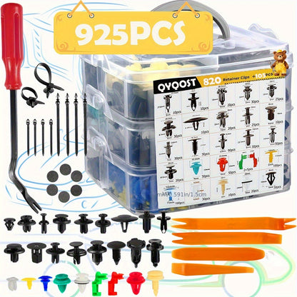 Car Body Fasteners Kit – Snap Rivets, Wing Expansion Screws & Willow Nails, Universal Automotive Retainer Clips for Car Body Panels, Bumpers & Trim (115 / 925 / 928 / 1275 pcs)