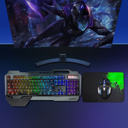 RGB Wireless Gaming Keyboard and Mouse Combo 2.4GHz Rechargeable Backlit Mechanical Feel Metal Panel for PC Laptop Desktop Black White Gamer Gift