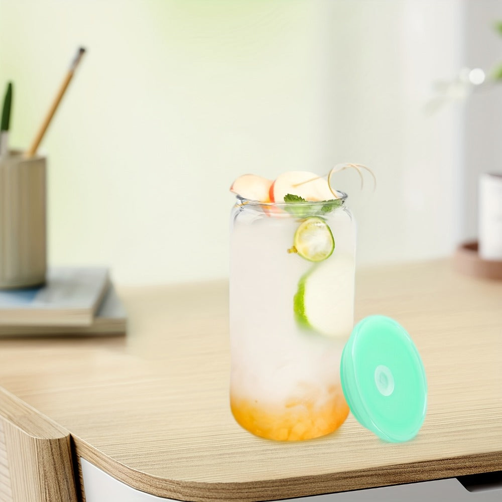 Frosted Sublimation Glass Tumblers 16oz Borosilicate Can Cups with Acrylic Lids – Set of 8 or 12 for Juice, Soda & Iced Coffee