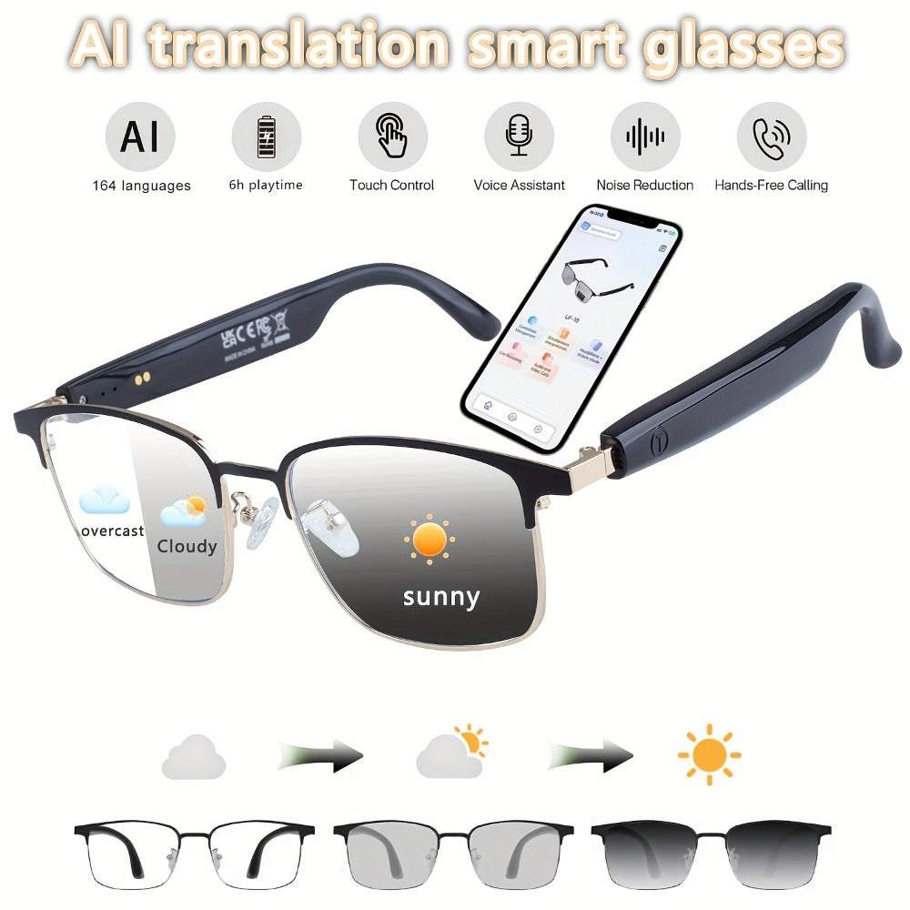 Smart Glasses 160-Language Translation Eyewear with Open-Ear Audio and 19 Photochromic Frame Options