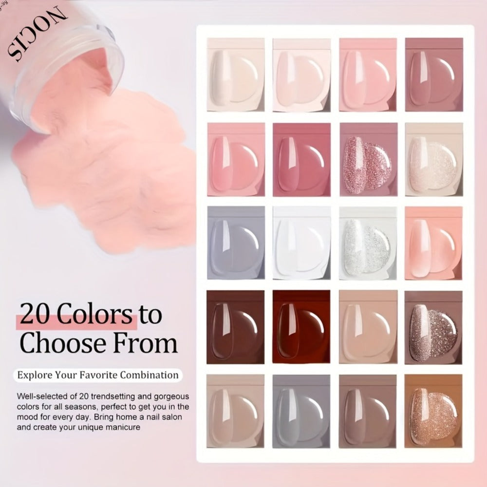 Sparkling Glitter Dip Powder Nail Set 33Pcs with Activator & Primer – 20 Colors No Lamp Needed for French Manicure Salon-Quality Home Use Nail Gift for Women