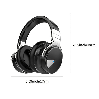 ANC Over-Ear Wireless Headphones Bluetooth 5.2 Deep Bass 45mm Drivers 30 Hours Playtime Dual Microphone Protein Earpads Foldable for Travel Work Study