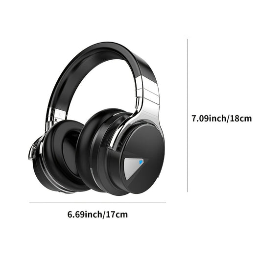 ANC Over-Ear Wireless Headphones Bluetooth 5.2 Deep Bass 45mm Drivers 30 Hours Playtime Dual Microphone Protein Earpads Foldable for Travel Work Study