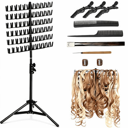 Braiding Hair Rack Hair Styling Tool with 144-Strand Layout, 30-50-Inch Height and Foldable Stand