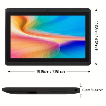 7 Inch Android 12 Tablet, 4GB RAM 32GB ROM, Quad-Core IPS HD Display, 4000mAh Battery, 2MP+5MP Dual Camera, Type-C Charging – Compact Portable Tablet for Kids & Adults, Black