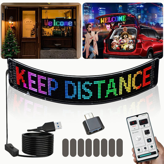 Programmable RGB LED Pixel Display Panel App Controlled – Music Sync DIY Text Animations Flexible Ultra-Thin Screen for Game Room Home Theater Car Dashboard Store Window Decor – 16x32 16x96 20x64