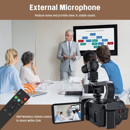 6K 64MP Video Camera Camcorder with IR Night Vision – DINGETU 18X Zoom Vlogging Camera, 4.0" Touch Screen, WiFi, 2.4G Remote, External Mic, 64GB SD Card, 4500mAh Battery, YouTube Camera