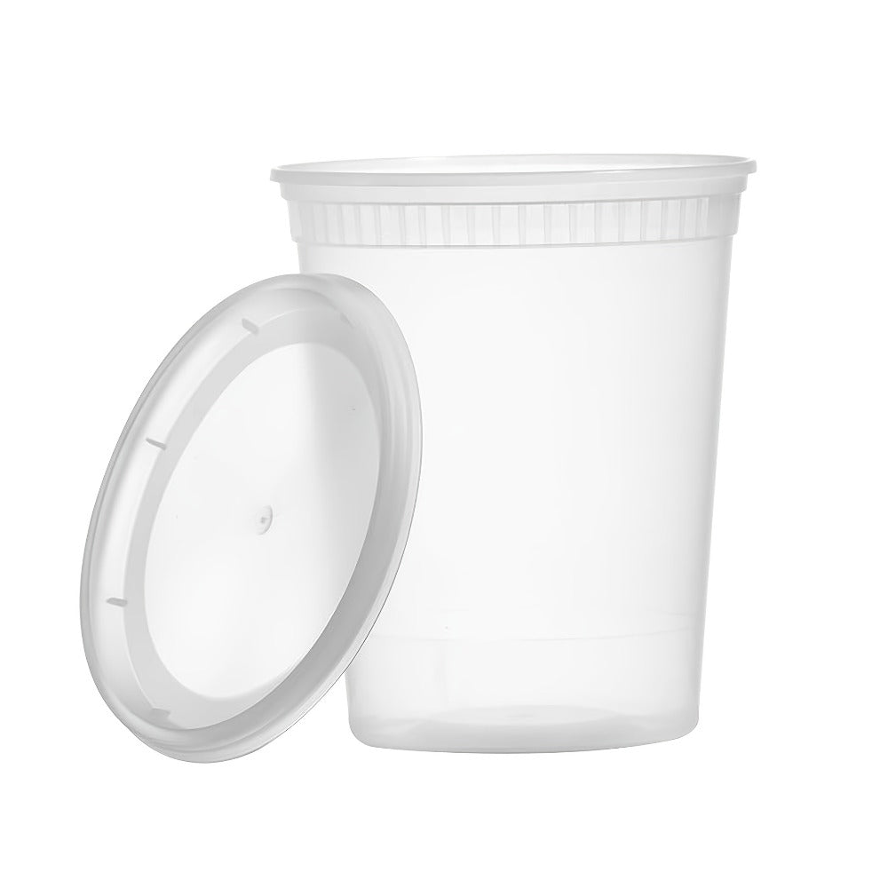 Food Storage Containers 48-Set 32 oz PP Cup and Lid Pack for Microwave Reheating, Freezer and Top-Rack Dishwasher Use