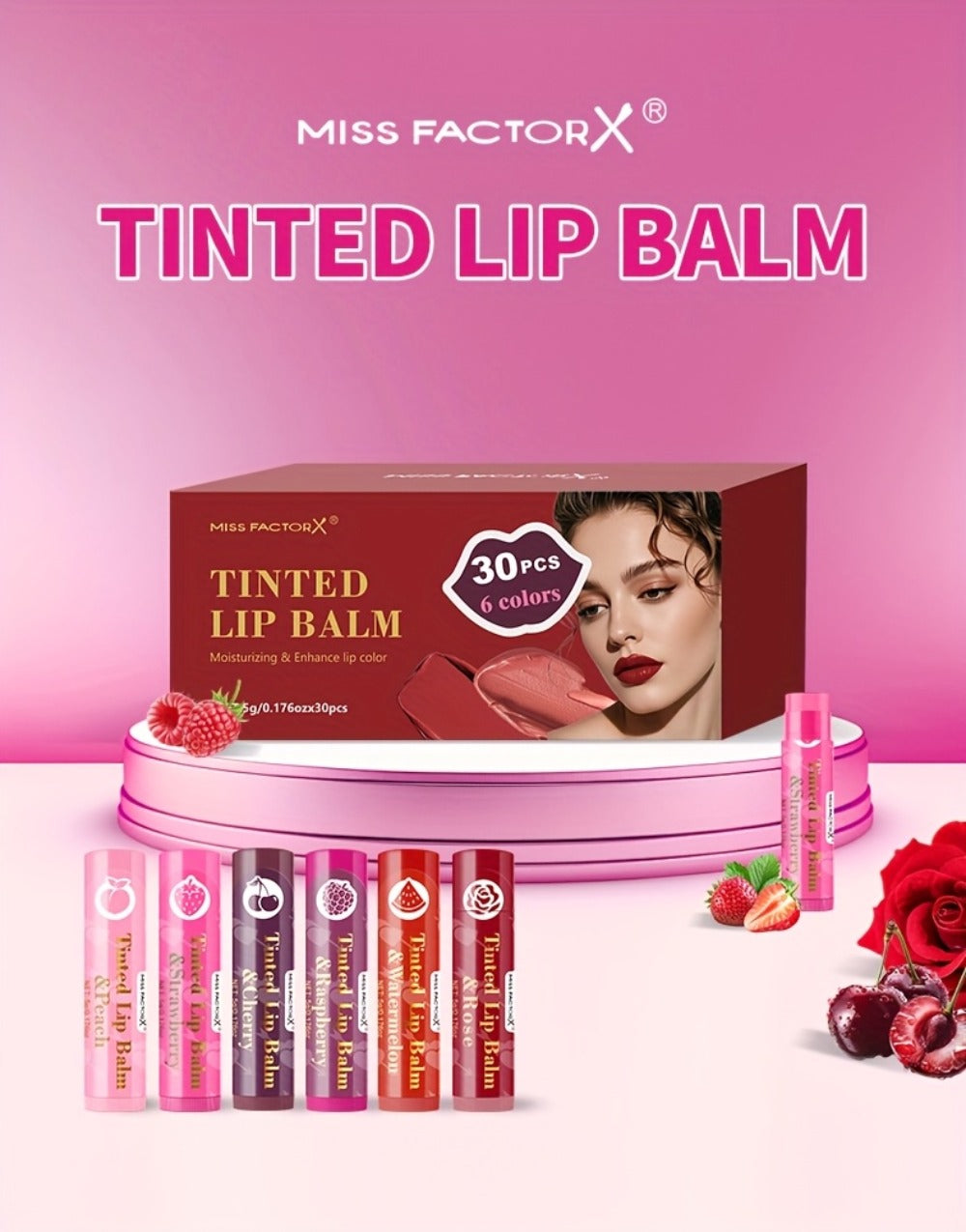 Tinted Lip Balm Set 30 Pieces Moisturizing Lip Gloss Gift Collection Hydrating Sheer Color Luminous Shiny Finish Bulk Lip Care Set for Women Daily Wear Birthday Holiday Bridal Gifting