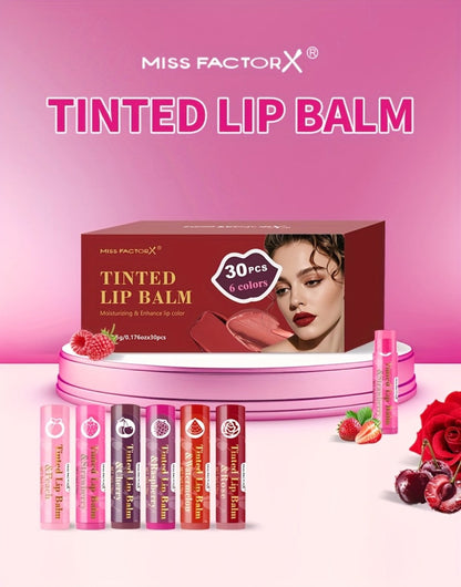 Tinted Lip Balm Set 30 Pieces Moisturizing Lip Gloss Gift Collection Hydrating Sheer Color Luminous Shiny Finish Bulk Lip Care Set for Women Daily Wear Birthday Holiday Bridal Gifting