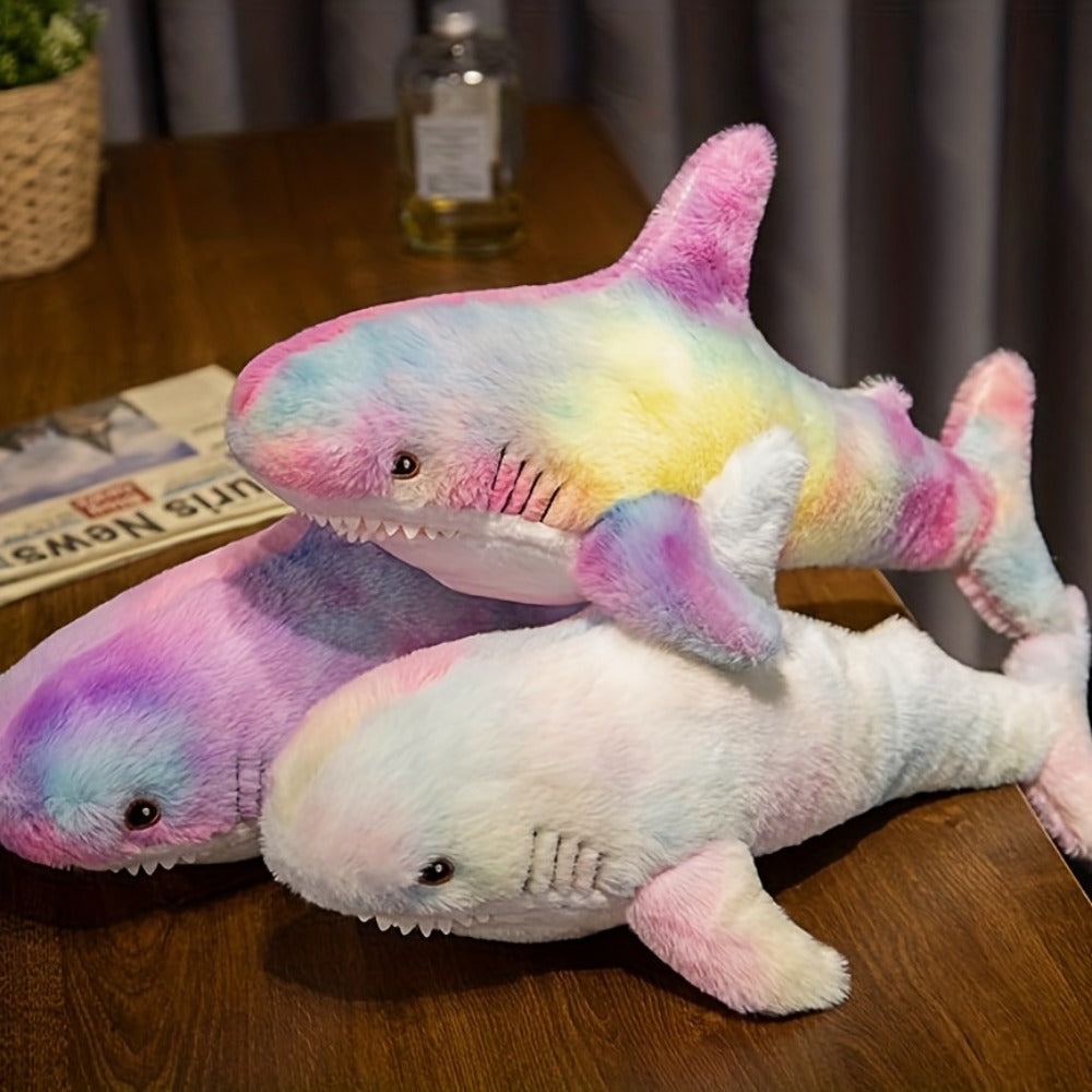 Plush Toy – Jumbo Shark Pillow 24-Inch in Blue, Grey, Blue-Pink or Rainbow Colorways and Ocean Decor