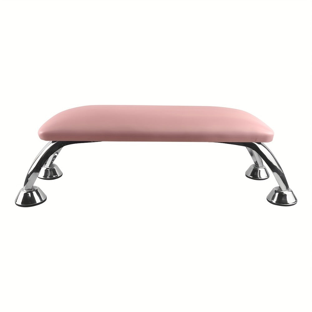 Curved Nail Salon Armrest with Metal-Look Legs in Pink, Black or White and Single- or Two-Piece Options