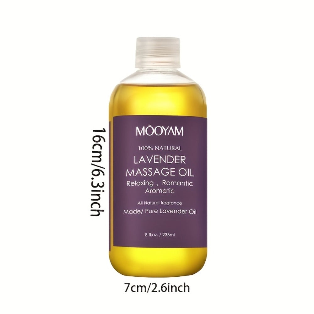 Lavender-Labeled Massage Oil in One or Three 236 ml Bottles with Pour Caps for Body-Care Routines