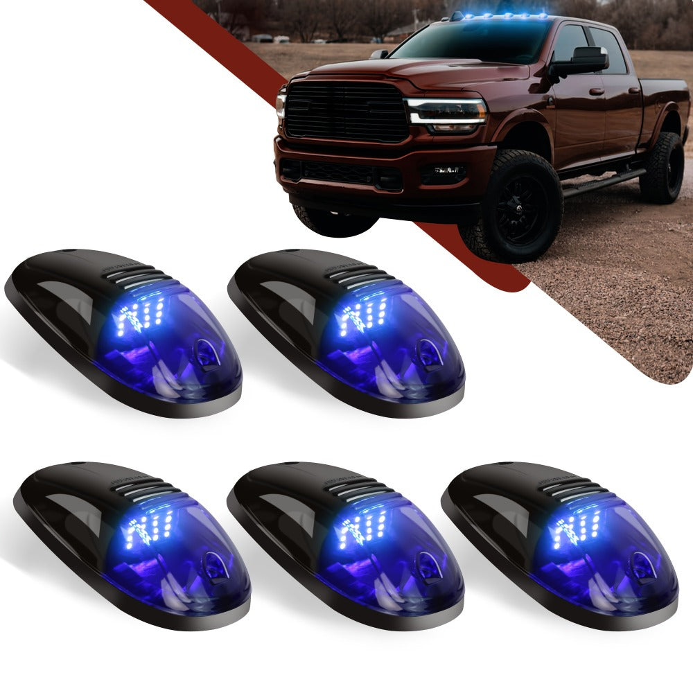 5pcs LED Cab Roof Marker Lights 16/24 LED 12V Super Bright UV-Resistant ABS Lens with Wiring Harness Kit for 2003-2018 Pickup Trucks 1500 2500 3500 4500 5500, White Amber Red Blue Green Purple