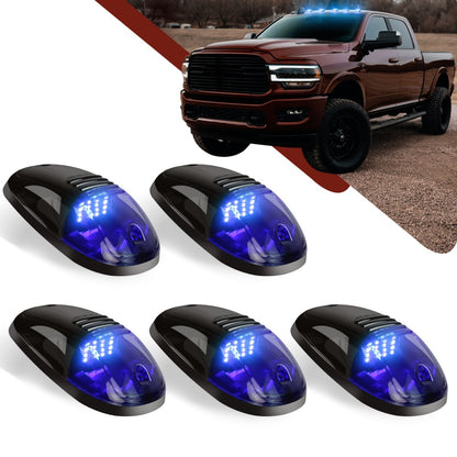 5pcs LED Cab Roof Marker Lights 16/24 LED 12V Super Bright UV-Resistant ABS Lens with Wiring Harness Kit for 2003-2018 Pickup Trucks 1500 2500 3500 4500 5500, White Amber Red Blue Green Purple