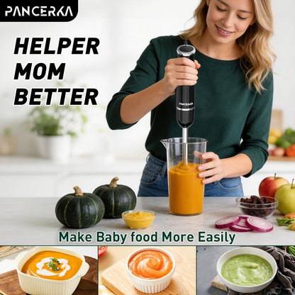 Black 8-in-1-Labeled Immersion Blender Set with 600ml Chopper, Dough Hooks, Whisk and Frother