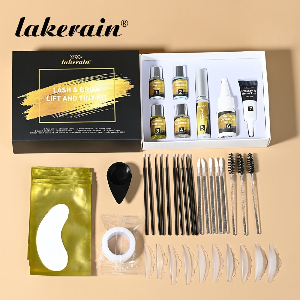 Lash Lift Kit & Brow Lamination Tint Set — 2-in-1 Eyelash Perm & Eyebrow Lamination with Black Brown Tint Dye, 4-6 Week Long-Lasting Results, DIY Home or Salon Use, Complete Beauty Kit for Women