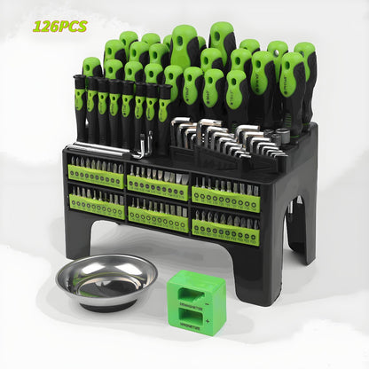 Screwdriver and Bit Organizer Set with 100-, 118- or 126-Piece Color-Coded Rack Configurations