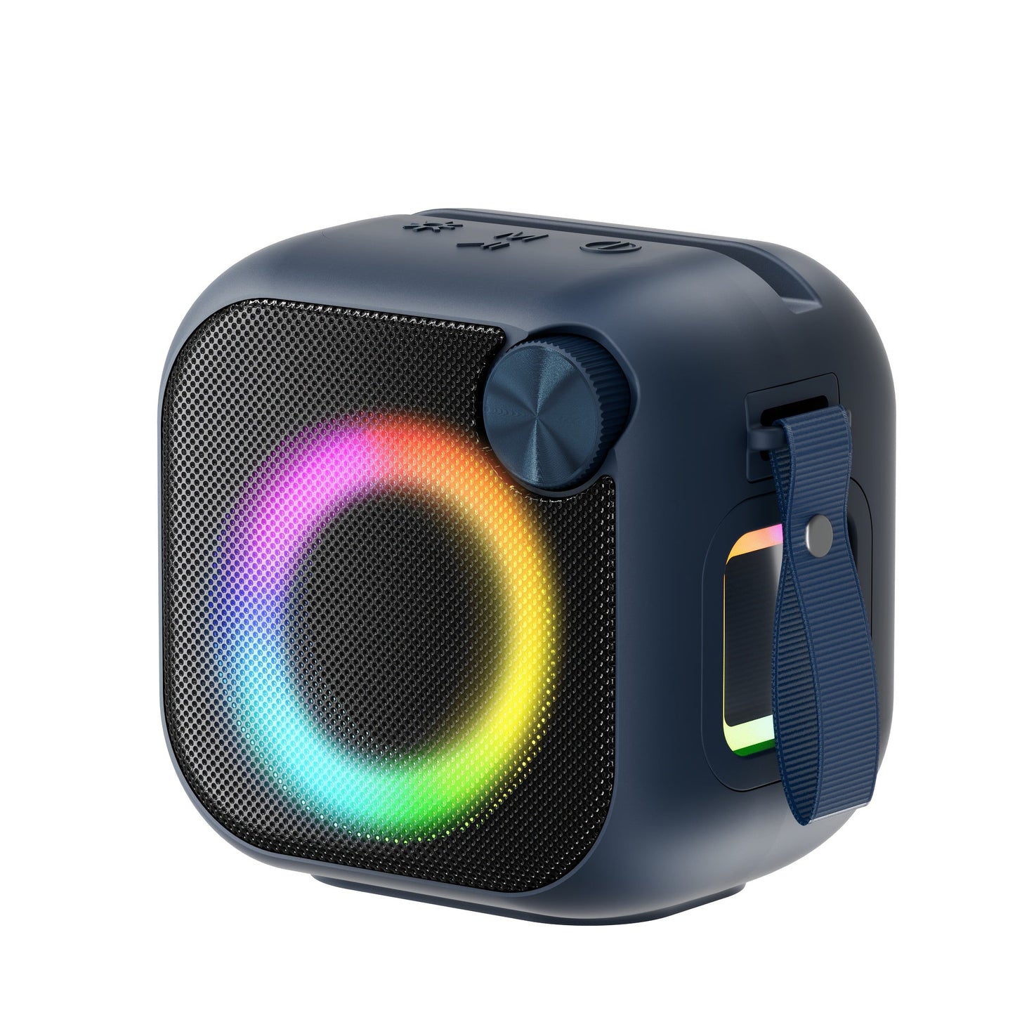 Portable Bluetooth Speaker 4-in-1 Compact Model with RGB Ring, Built-In Sling, Type-C, USB, TF, AUX and FM