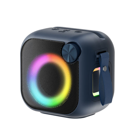 Portable Bluetooth Speaker 4-in-1 Compact Model with RGB Ring, Built-In Sling, Type-C, USB, TF, AUX and FM
