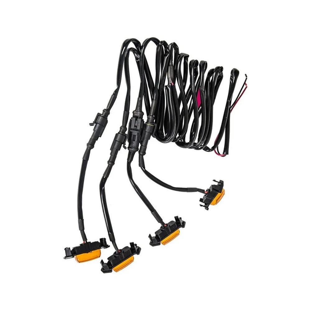 Grille LED Lights 4pcs - Amber Yellow 12V Front Grille Decorative Lights, Black Shell, Universal Fit for Toyota, Pickup Trucks & Off-Road Vehicles