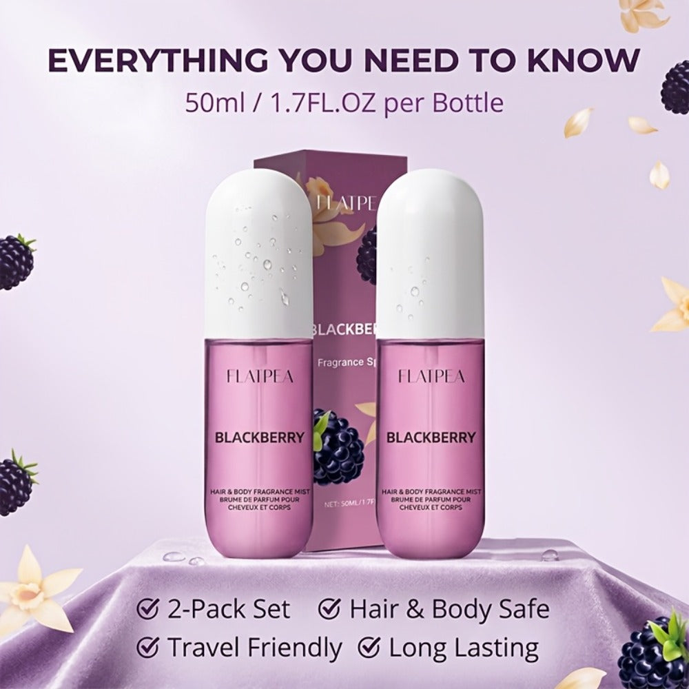 Eau de Toilette Vanilla Blackberry 50ml Body and Hair Fragrance Spray in Single or Two-Pack Options