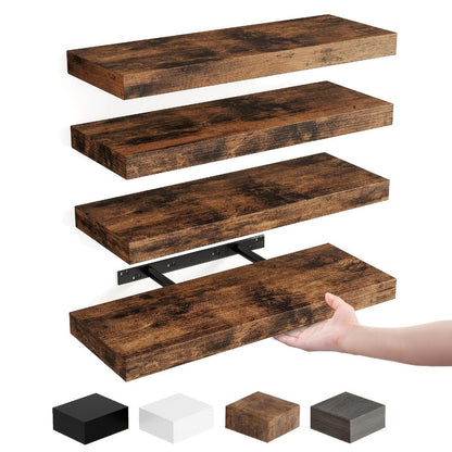 15.8-Inch Floating Wall Shelf Set with Concealed-Style Brackets, Five Finishes and 4- or 8-Piece Options