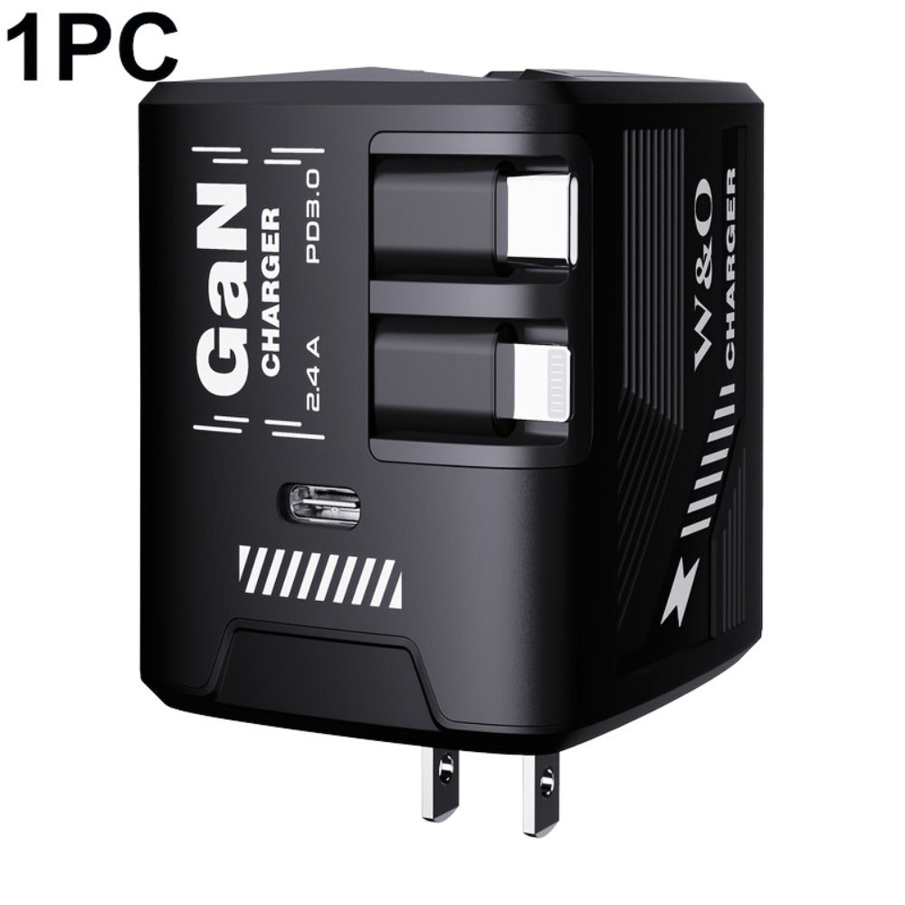 USB-C Wall Charger with Integrated Dual Cables in Single or Two-Piece Packs and Multiple Colors
