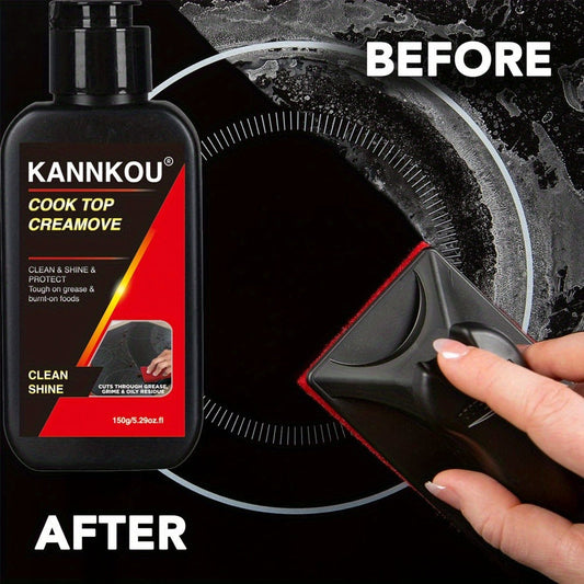 Ceramic Glass Cooktop Cleaner Polish 150g Heavy Duty - Removes Burnt-On Stains Grease & Residue, Makes Stovetops Streak-Free & Shiny, Glass Ceramic Stove Top Cleaner for Induction Electric & Smooth Top Ranges