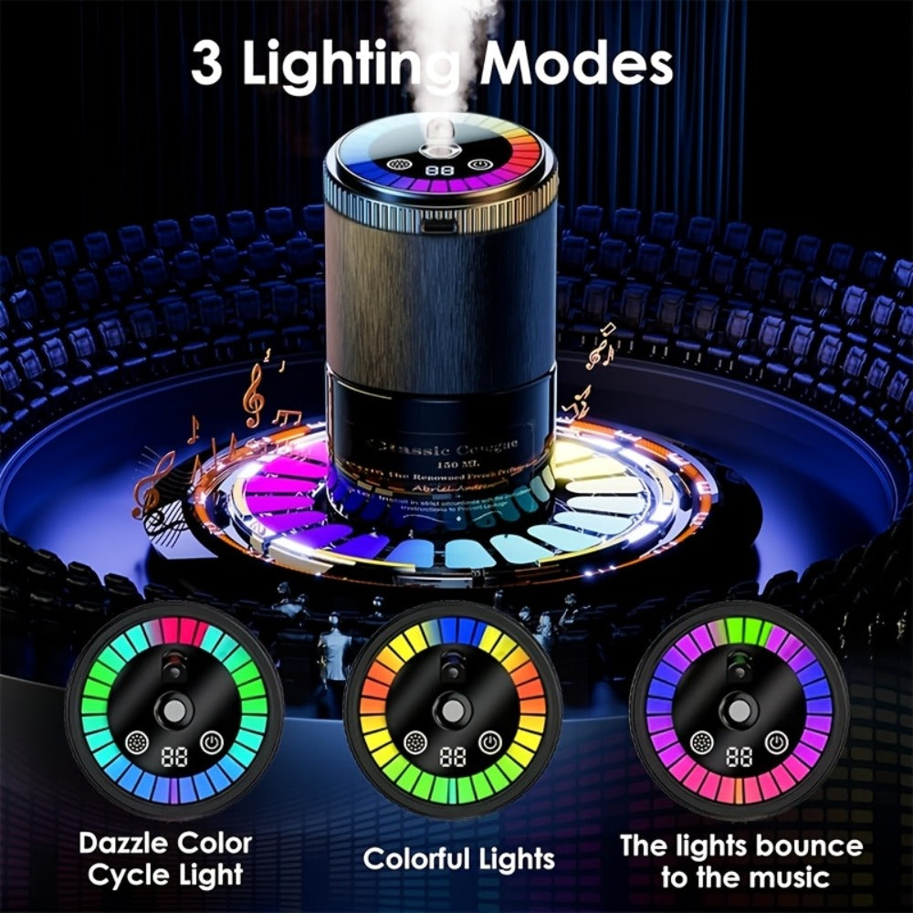 Car Aromatherapy Diffuser with Dynamic Light Show & Starry Sky Mode – Adjustable Scent Intensity, USB Rechargeable, Eliminates Odors, Gardenia, Lavender, Marine & Cologne Scents