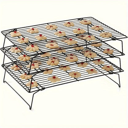 Cooling Rack for Baking Set of 3 Collapsible Stackable Wire Rack Oven Safe Stainless Steel Cookie Cooling Rack Kitchen Baking Rack for Cake Bread Cookies Roasting Air Frying
