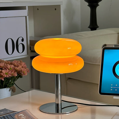 Mushroom Lamp Dimmable Bedside Nightstand Light Glass Shade Aesthetic Cute Table Lamp for Bedroom Living Room Home Decor Ambient Lighting Orange