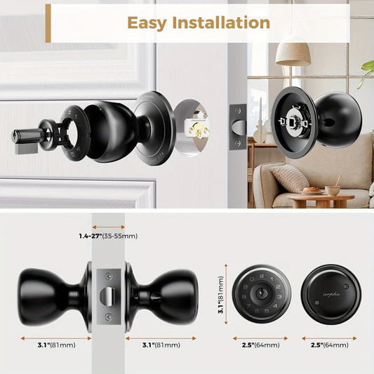 Arpha Smart Deadbolt Lock with Fingerprint Keypad & App Control - 4-in-1 Keyless Entry Door Lock, Auto-Lock, Passage & Privacy Mode, 50 Fingerprints & Codes, Zinc Alloy, Easy DIY Install