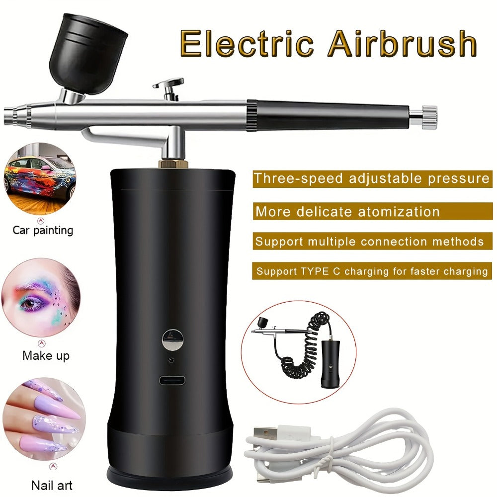 Rechargeable Cordless Airbrush Kit with Green, Pink, Red or Black Three-Gear Pump and Three Cup Options