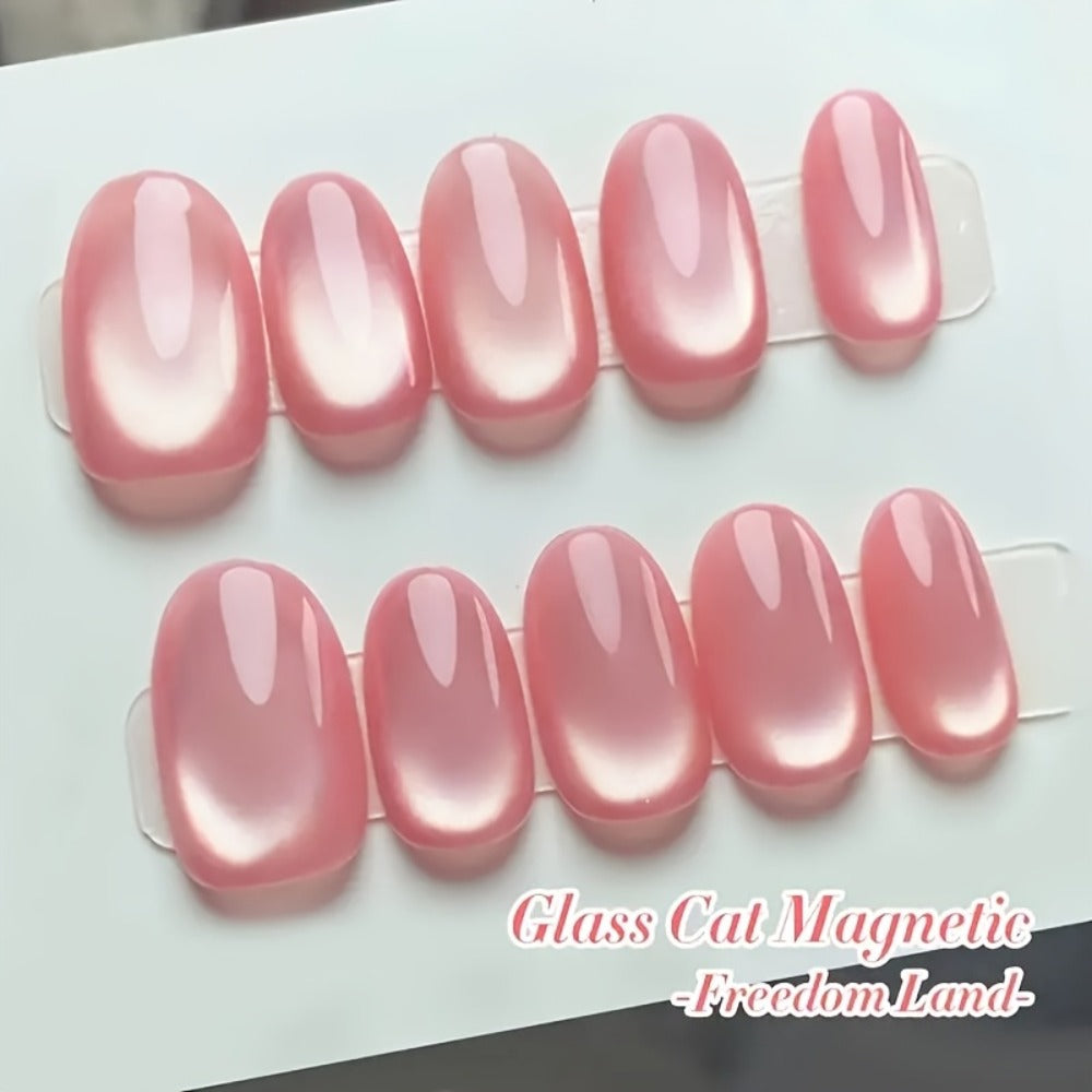 Gel Nail Polish in 15ml Pink Holographic Rainbow Cat-Eye Finish with Magnetic UV/LED Cure for Nail Art