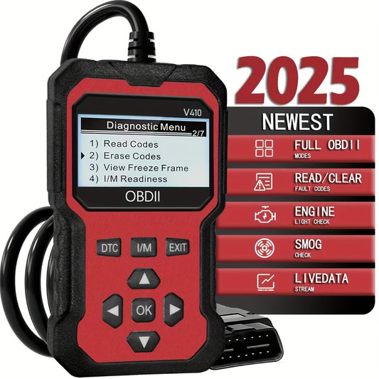 OBD2 Scanner Car Diagnostic Tool – CAN Protocol Code Reader with Freeze Frame, I/M Monitor, 9 Protocols & 6 Languages, Compatible 1996+ US EU Asian Vehicles