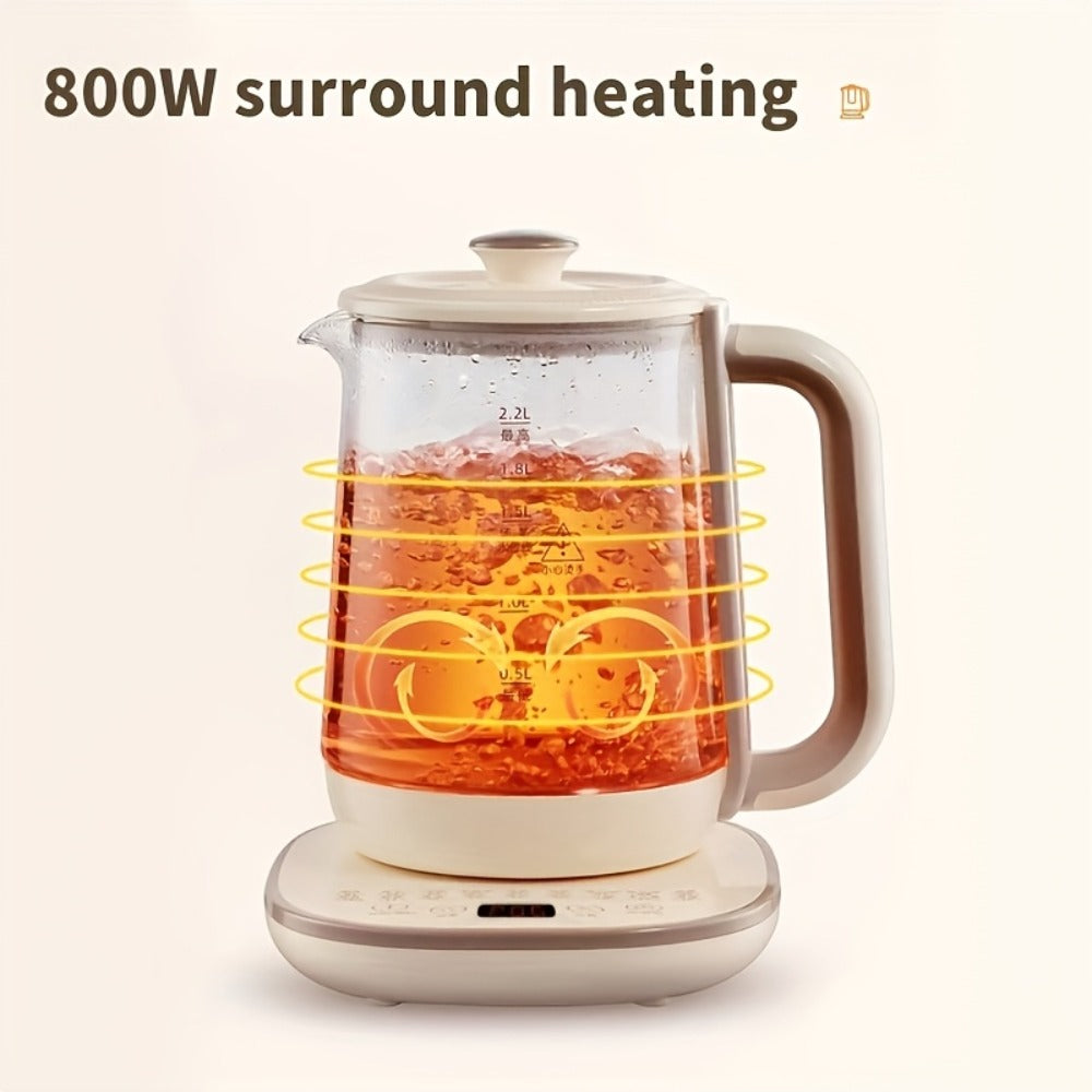 Electric Kettle 1.8L Glass Multi-Function Pot with 18 Presets, Removable Filter and 110V US Plug