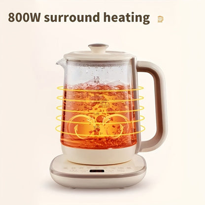 Electric Kettle 1.8L Glass Multi-Function Pot with 18 Presets, Removable Filter and 110V US Plug