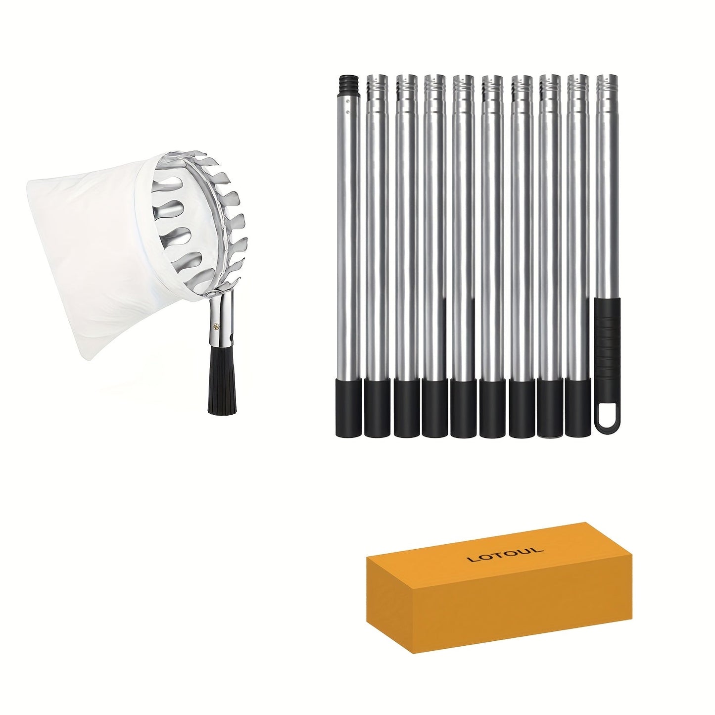 Telescoping Fruit Picker with 11-Foot Pole and Basket, Available with or without Collection Bag