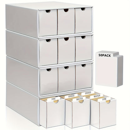 Trading Card Storage Box 12 Drawer with 50 Dividers – Large Cardboard Card Organizer for Sports Cards Baseball Pokemon TCG Playing Cards Collector Gift