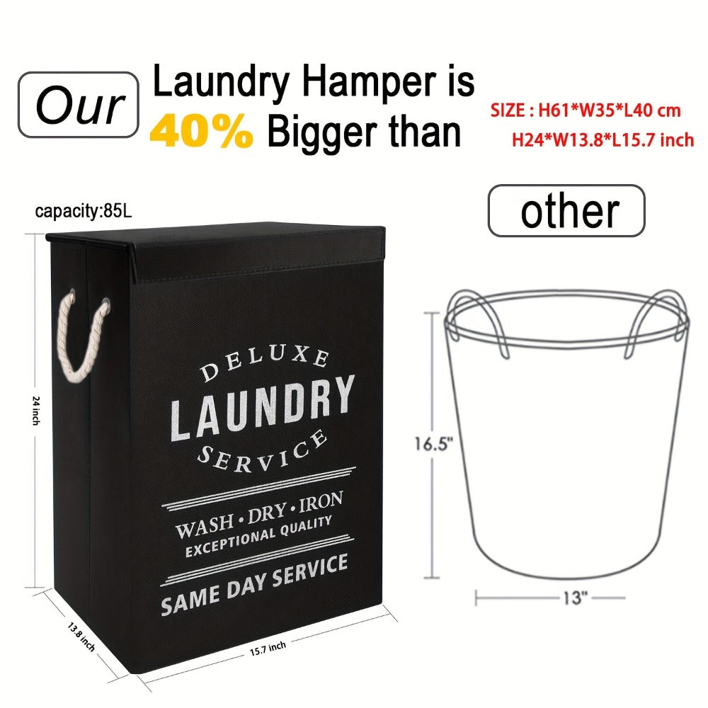 Laundry Hamper Collection in Black or Gray Lidded Styles and One- or Three-Pack Foldable Basket Options