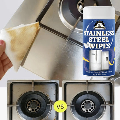 Stainless Steel Cleaning Wipes in One or Two Barrel Packs for Kitchen Appliances, Sinks, Cookware and Surfaces