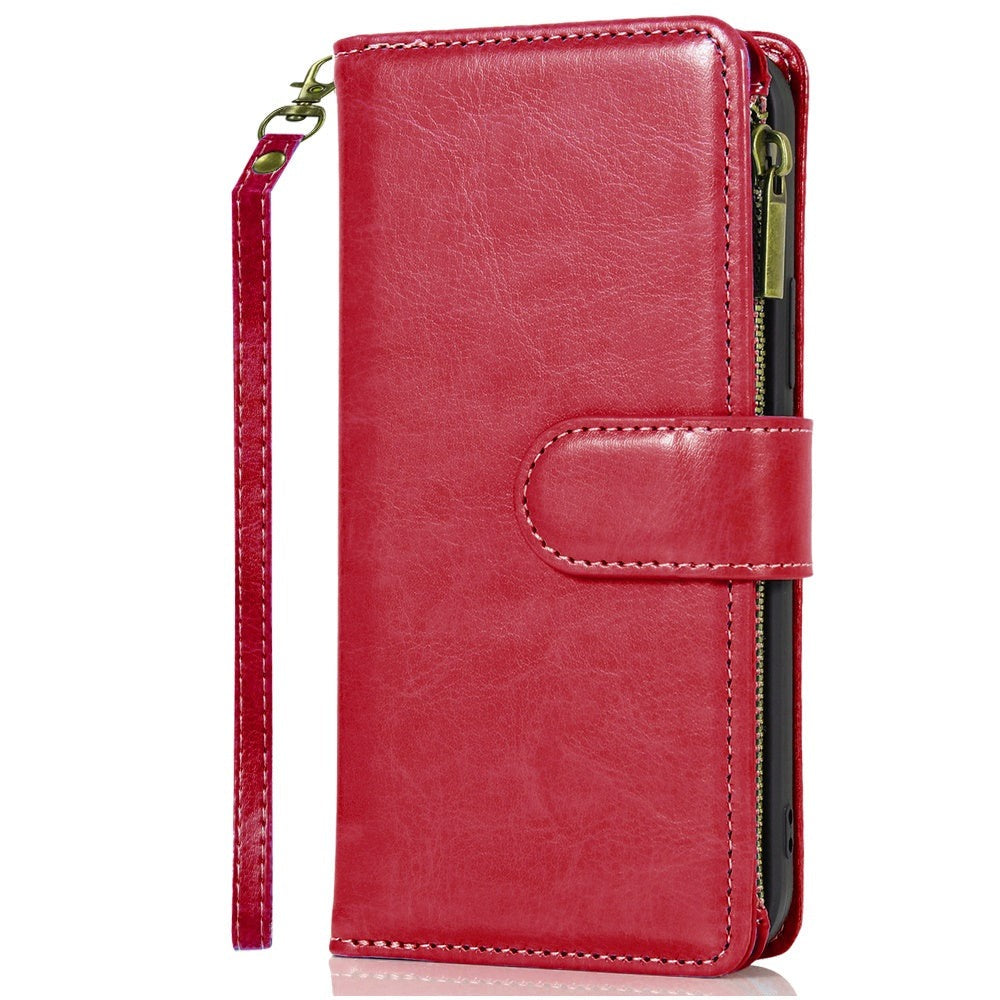 Phone Case Faux Leather Folio Wallet with Card Slots, ID Window and Zipper Pocket for Samsung Galaxy S25 FE