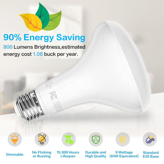 BR30 LED Flood Light Bulbs 12W 800 Lumens 5000K Daylight White Non-Dimmable – 25000 Hour Lifespan E26 Base Recessed Lighting Bulbs for Indoor Ceiling Can Lights, 6 Pack 12 Pack 24 Pack
