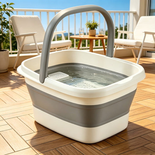 Collapsible Foot Bath Basin 3.96 Gal Foldable Foot Soak Tub with Massage Acupoints Handles Deep Soak Pedicure Home Spa Foot Relief Upgraded Plastic Bucket Green Pink Yellow