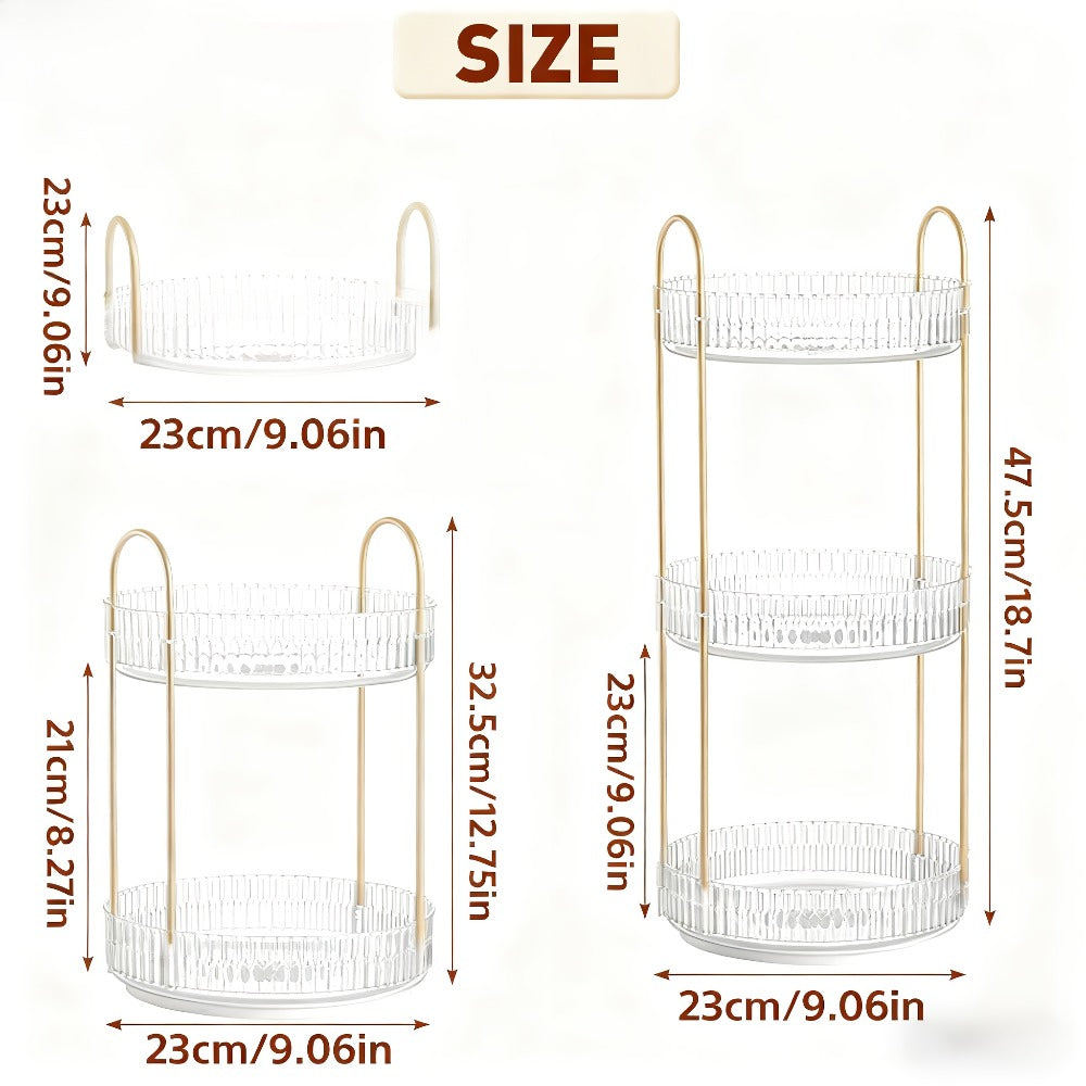 Rotating Multi-Level Makeup Organizer with Detachable Trays and 12 Exact Color-and-Layer Options