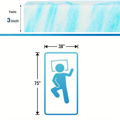 Mattress Topper Cooling-Gel Swirl Foam in 2- or 3-Inch Sizes with Gray Foam Pillow Options