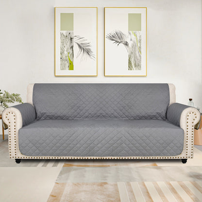 Sofa Cover Five-Layer Quilted Microfiber Protector with Elastic Strap and Foam Anchors for 3 or 4 Seats