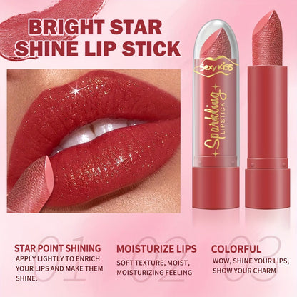 Lipstick Set, Sexy Kiss 6-Piece Sparkling Shimmer Bullet Collection in a Pink Presentation Box